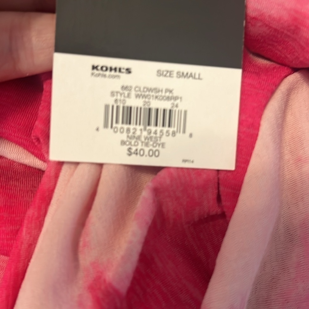 Nine West Tie-Dye Pink Cloudwash Mockneck Long Sleeve Sz S NWT - Picture 7 of 10